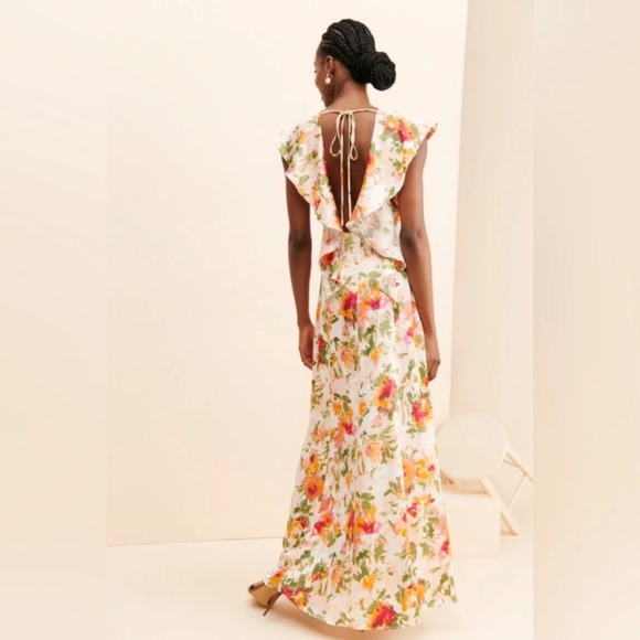 Anthropologie Hutch Ella Floral Faux Wrap Open Back Maxi Dress 22105 - Picture 4 of 13